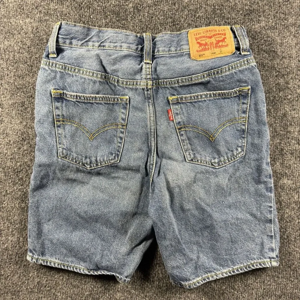 Levi's 511 Slim Denim Shorts Boys 14 Blue Bermuda Distressed Jean Short